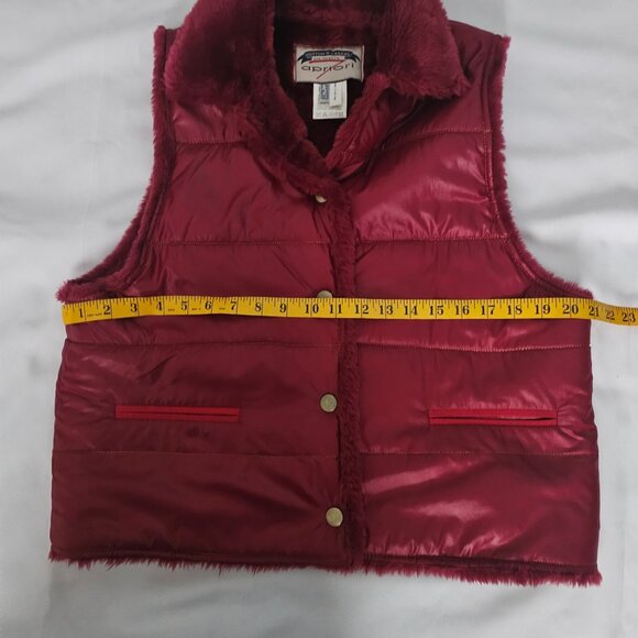 Apriori Cotton & Casual Apriorisette Burgundy Plush Lined Puffer Vest Size 8 - Picture 13 of 14